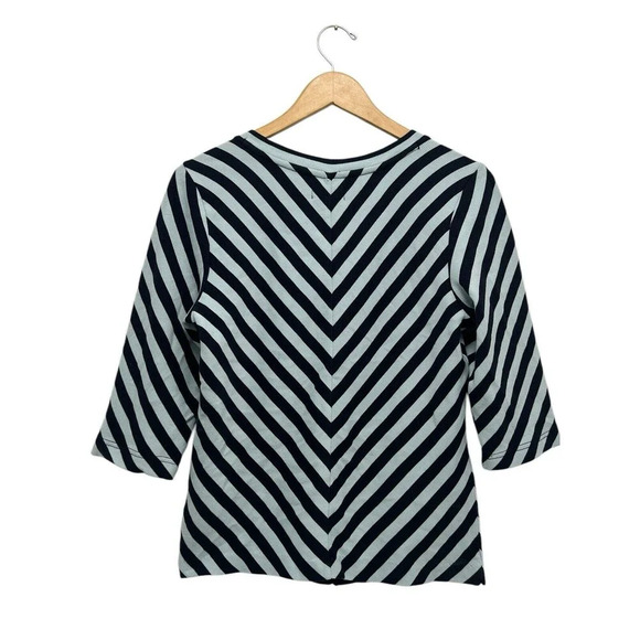 Anthropologie Maeve Front Zip Scoop Neck Blouse Top Blue Motif Nautical Womens L - Picture 6 of 10